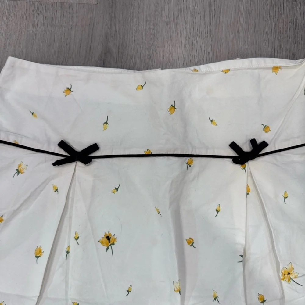 Women's A-Line Skirt Cotten Cottagecore Floral With Bows Midi Skirt Size Small - Picture 3 of 5
